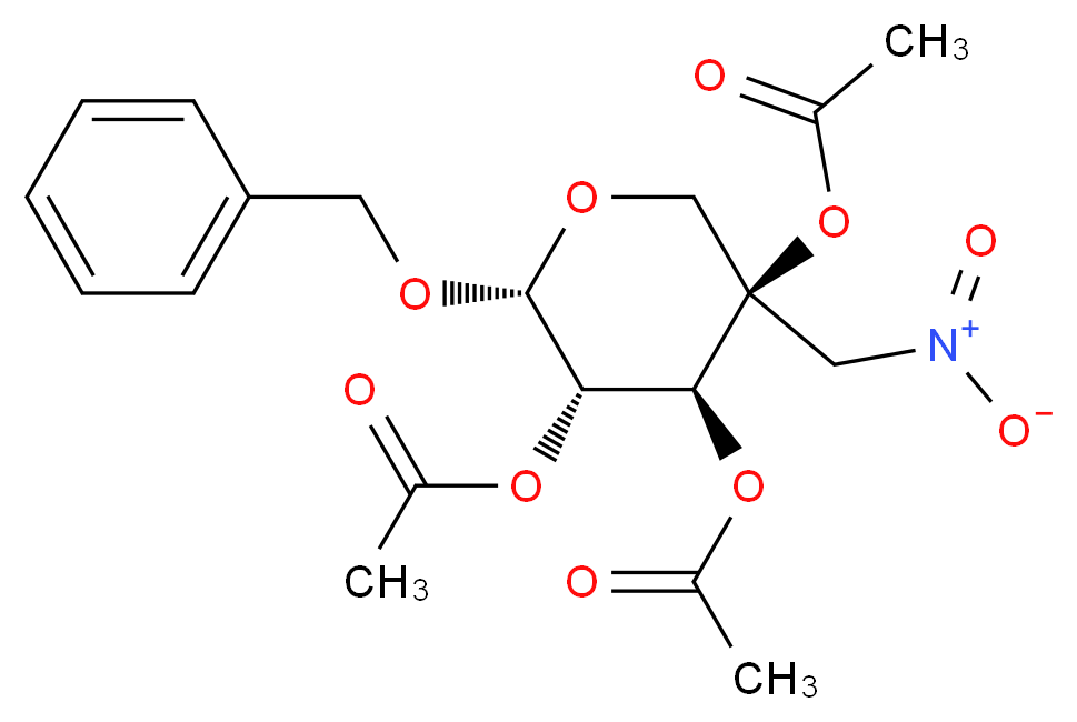 (2R,3S,4S,5R)-3,5-bis(acetyloxy)-2-(benzyloxy)-5-(nitromethyl)oxan-4-yl acetate_分子结构_CAS_383173-65-7