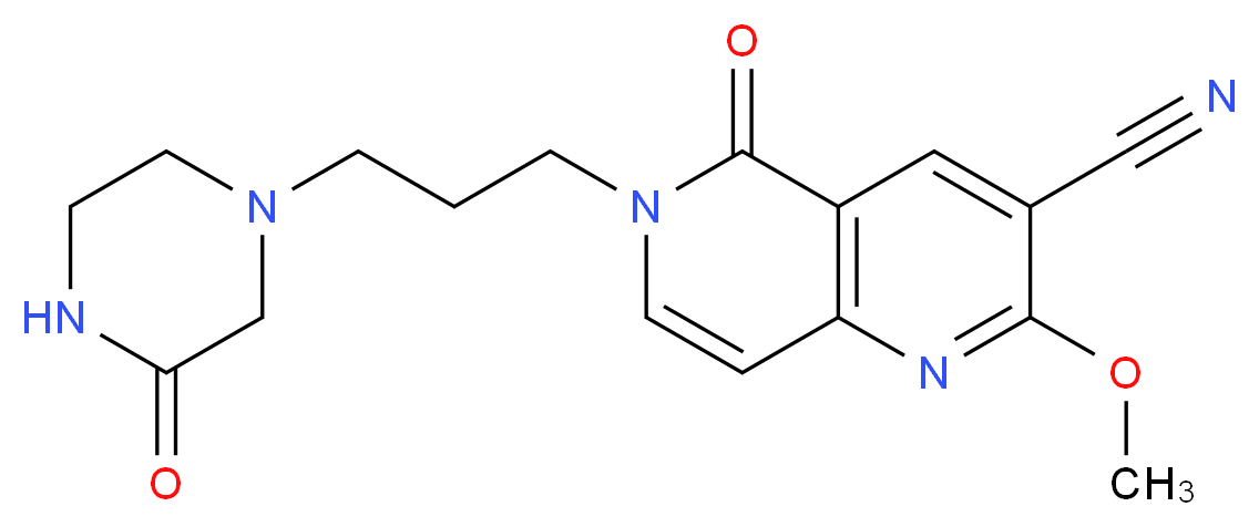 2-methoxy-5-oxo-6-[3-(3-oxopiperazin-1-yl)propyl]-5,6-dihydro-1,6-naphthyridine-3-carbonitrile_分子结构_CAS_)