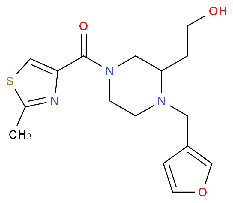 2-{1-(3-furylmethyl)-4-[(2-methyl-1,3-thiazol-4-yl)carbonyl]piperazin-2-yl}ethanol_分子结构_CAS_)