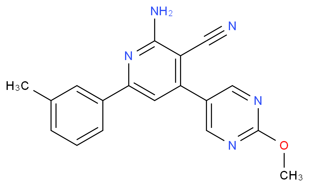 2-amino-4-(2-methoxypyrimidin-5-yl)-6-(3-methylphenyl)nicotinonitrile_分子结构_CAS_)