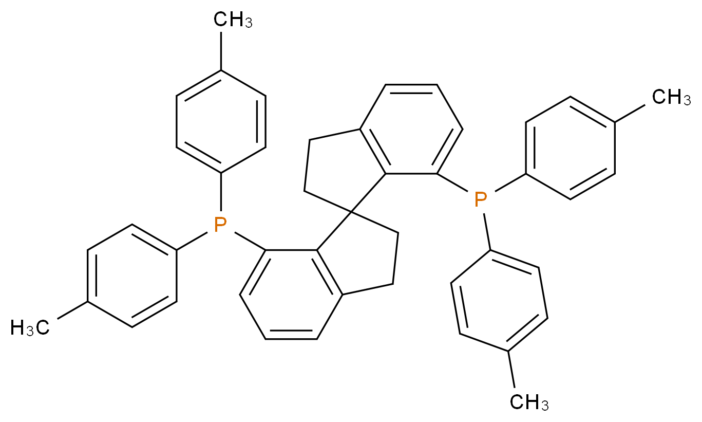 7'-[bis(4-methylphenyl)phosphanyl]-2,2',3,3'-tetrahydro-1,1'-spirobi[indene]-7-ylbis(4-methylphenyl)phosphane_分子结构_CAS_817176-80-0