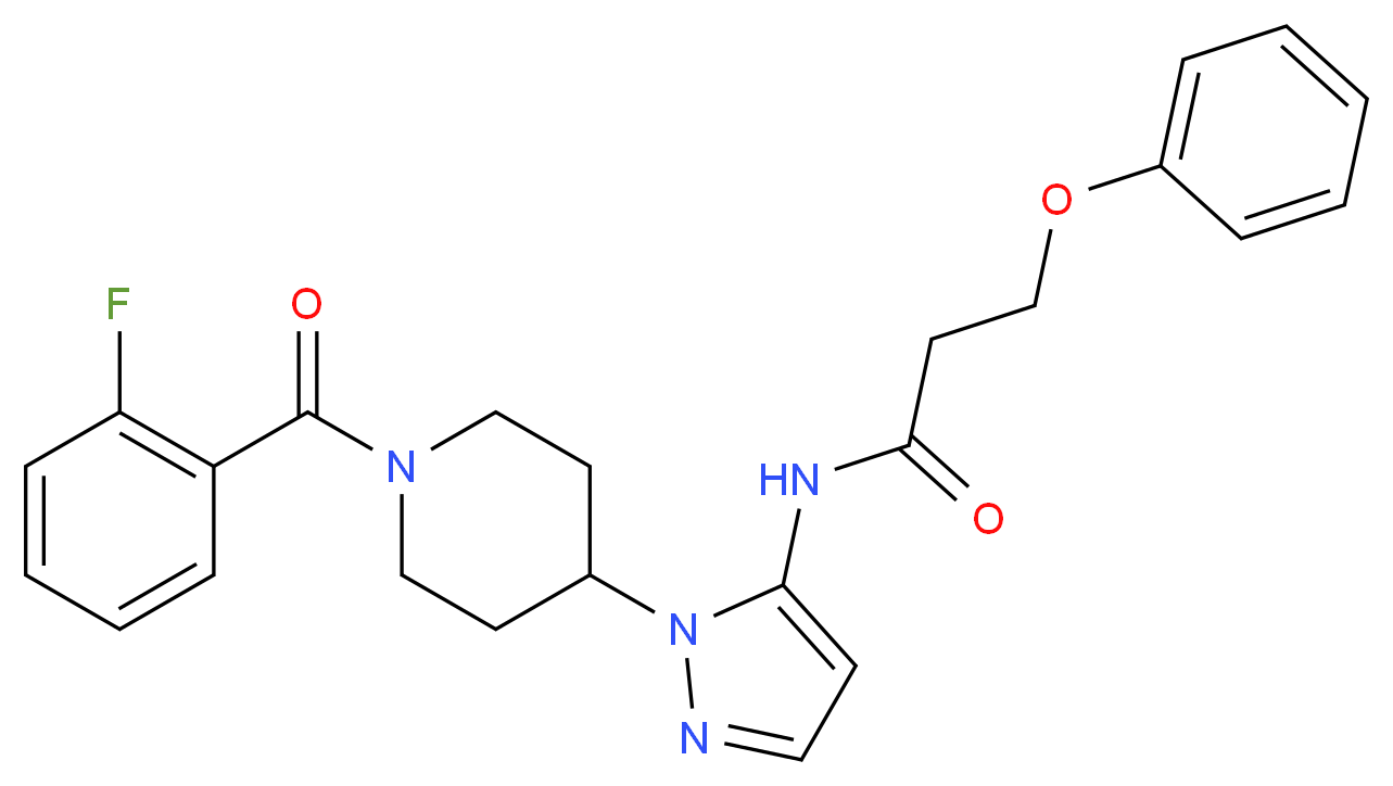 N-{1-[1-(2-fluorobenzoyl)-4-piperidinyl]-1H-pyrazol-5-yl}-3-phenoxypropanamide_分子结构_CAS_)
