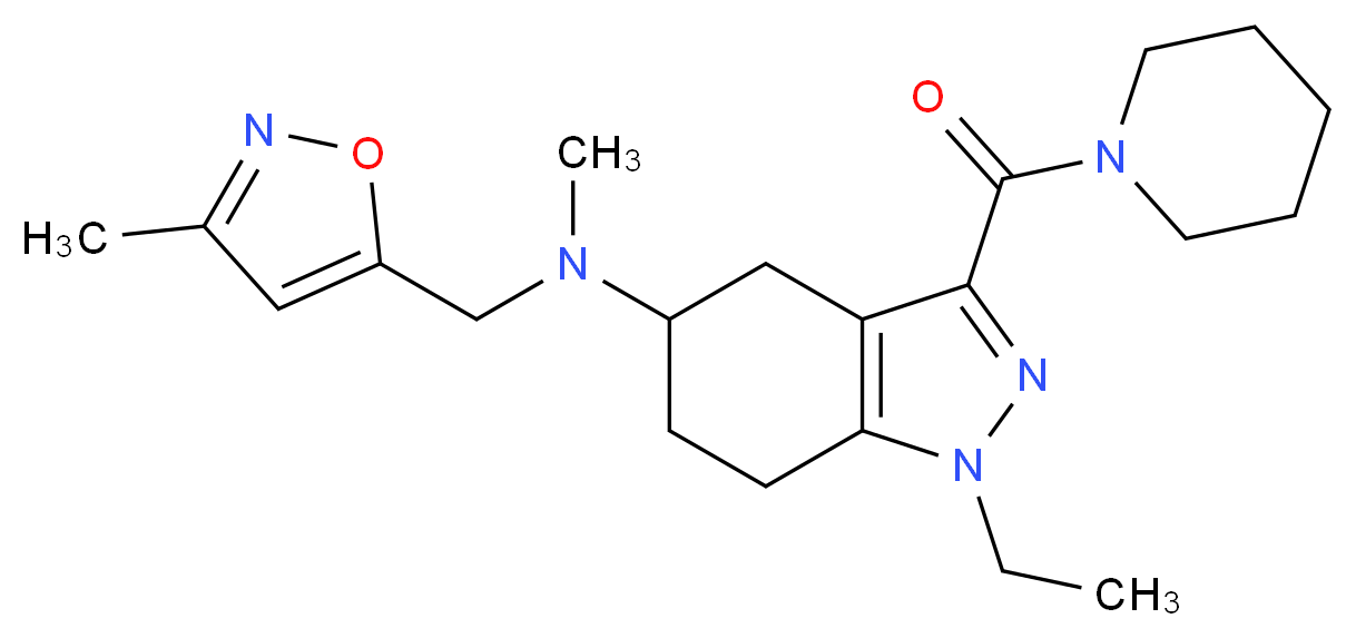 1-ethyl-N-methyl-N-[(3-methyl-5-isoxazolyl)methyl]-3-(1-piperidinylcarbonyl)-4,5,6,7-tetrahydro-1H-indazol-5-amine_分子结构_CAS_)