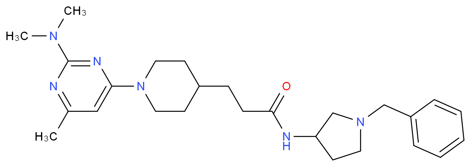 N-(1-benzyl-3-pyrrolidinyl)-3-{1-[2-(dimethylamino)-6-methyl-4-pyrimidinyl]-4-piperidinyl}propanamide_分子结构_CAS_)