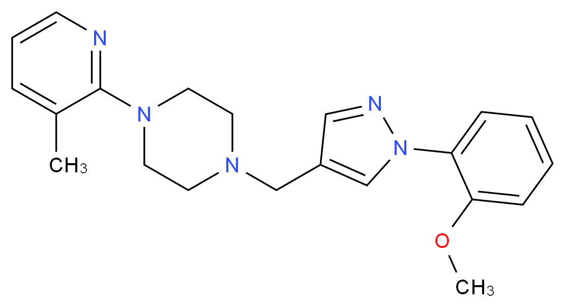 1-{[1-(2-methoxyphenyl)-1H-pyrazol-4-yl]methyl}-4-(3-methyl-2-pyridinyl)piperazine_分子结构_CAS_)