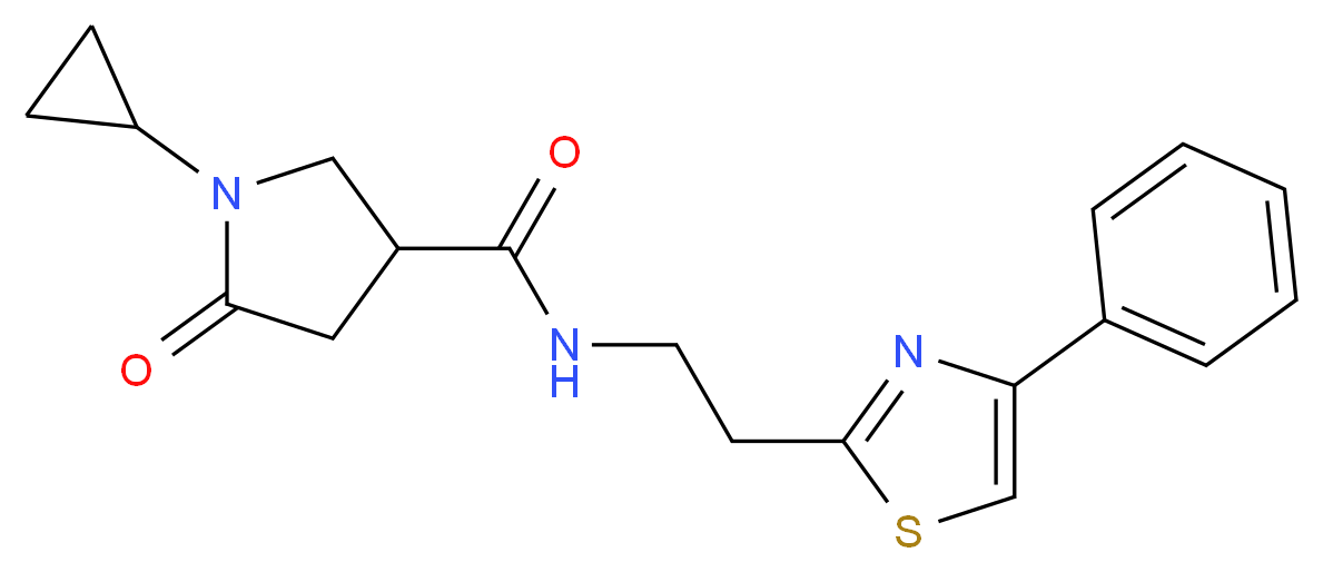 1-cyclopropyl-5-oxo-N-[2-(4-phenyl-1,3-thiazol-2-yl)ethyl]pyrrolidine-3-carboxamide_分子结构_CAS_)