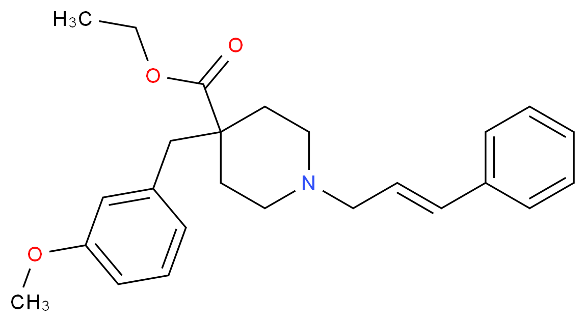 ethyl 4-(3-methoxybenzyl)-1-[(2E)-3-phenyl-2-propen-1-yl]-4-piperidinecarboxylate_分子结构_CAS_)
