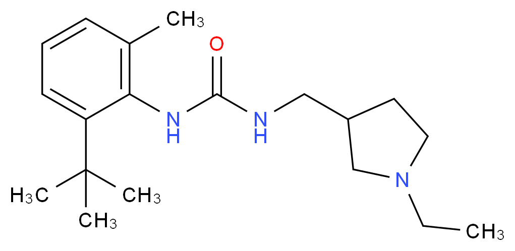 N-(2-tert-butyl-6-methylphenyl)-N'-[(1-ethylpyrrolidin-3-yl)methyl]urea_分子结构_CAS_)