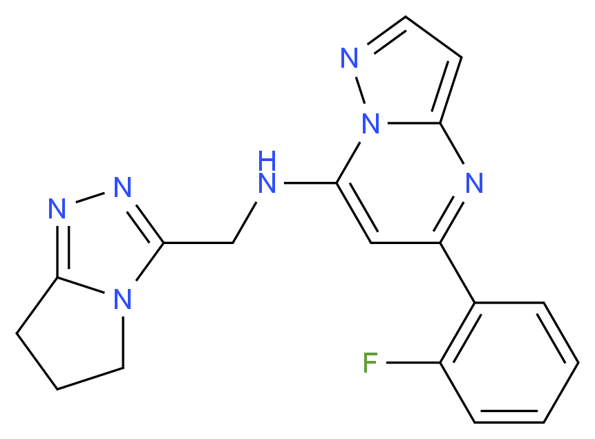 N-(6,7-dihydro-5H-pyrrolo[2,1-c][1,2,4]triazol-3-ylmethyl)-5-(2-fluorophenyl)pyrazolo[1,5-a]pyrimidin-7-amine_分子结构_CAS_)
