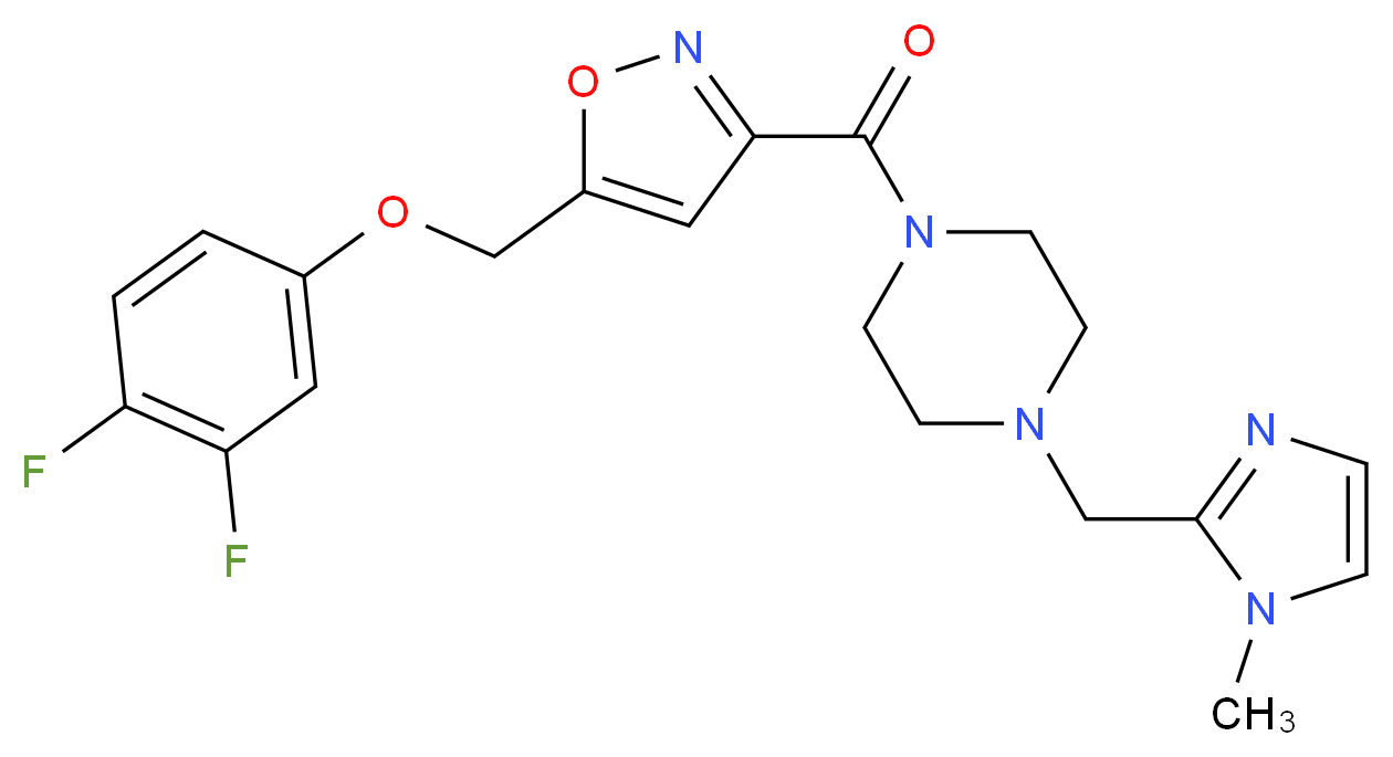 1-({5-[(3,4-difluorophenoxy)methyl]-3-isoxazolyl}carbonyl)-4-[(1-methyl-1H-imidazol-2-yl)methyl]piperazine_分子结构_CAS_)