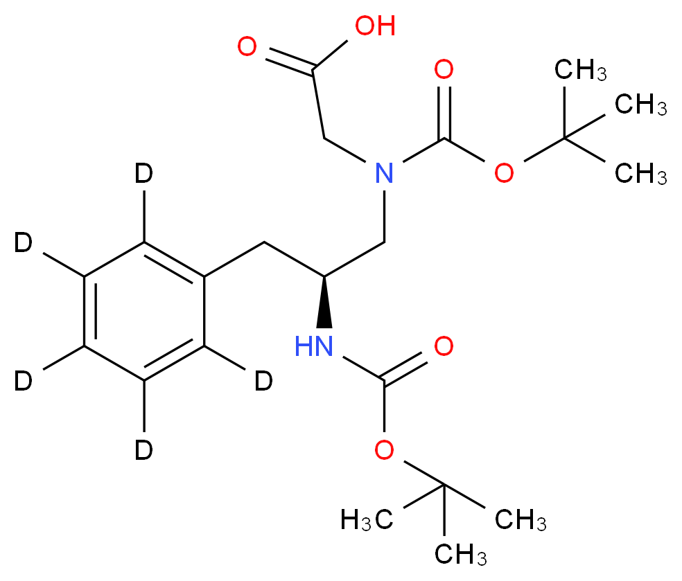 2-{[(tert-butoxy)carbonyl][(2S)-2-{[(tert-butoxy)carbonyl]amino}-3-(<sup>2</sup>H<sub>5</sub>)phenylpropyl]amino}acetic acid_分子结构_CAS_1217601-60-9