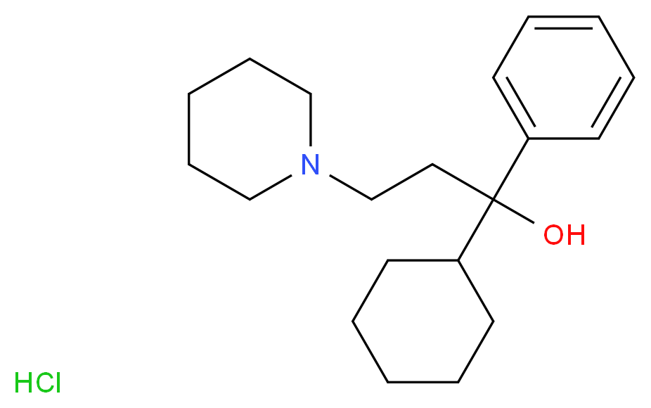 1-cyclohexyl-1-phenyl-3-(piperidin-1-yl)propan-1-ol hydrochloride_分子结构_CAS_58947-95-8