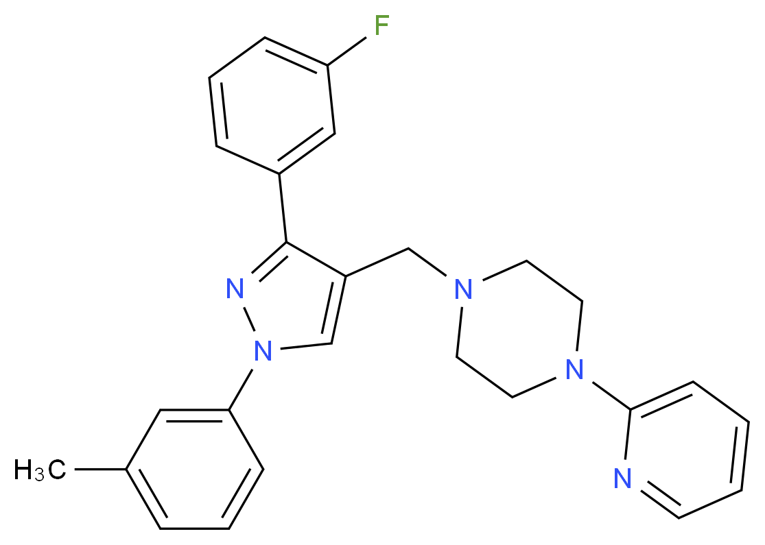 1-{[3-(3-fluorophenyl)-1-(3-methylphenyl)-1H-pyrazol-4-yl]methyl}-4-(2-pyridinyl)piperazine_分子结构_CAS_)