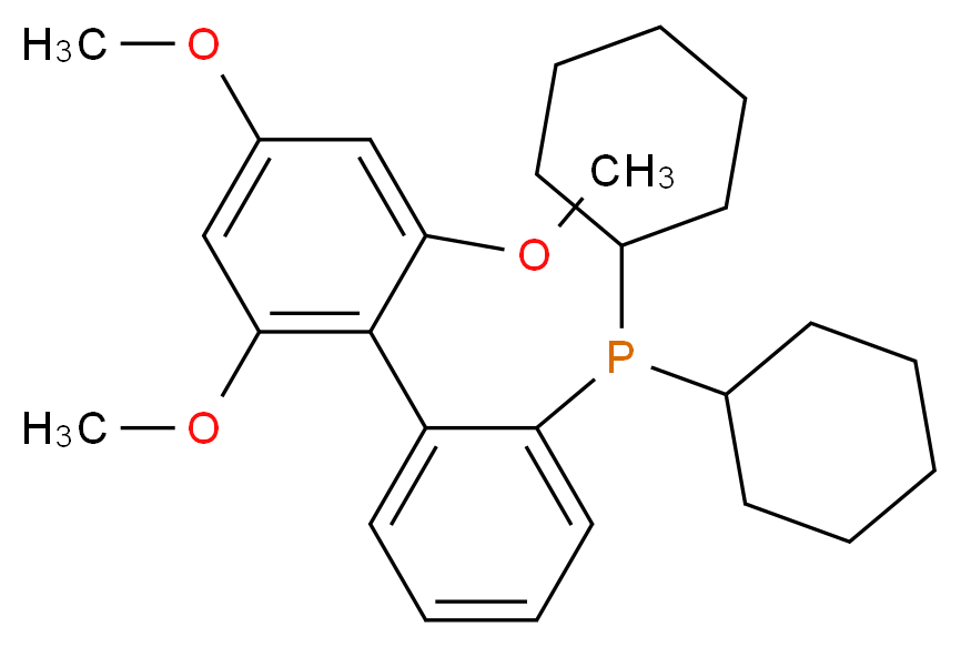 dicyclohexyl[2-(2,4,6-trimethoxyphenyl)phenyl]phosphane_分子结构_CAS_1000171-05-0