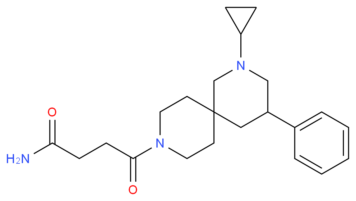 4-(2-cyclopropyl-4-phenyl-2,9-diazaspiro[5.5]undec-9-yl)-4-oxobutanamide_分子结构_CAS_)