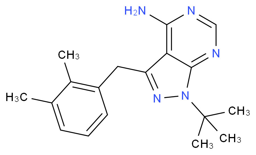 1-tert-butyl-3-[(2,3-dimethylphenyl)methyl]-1H-pyrazolo[3,4-d]pyrimidin-4-amine_分子结构_CAS_956026-24-7