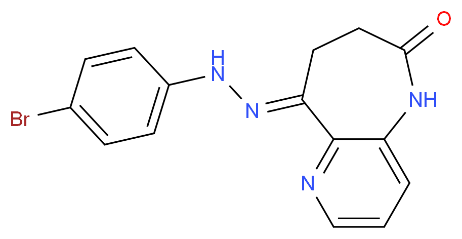 (9E)-9-[2-(4-bromophenyl)hydrazin-1-ylidene]-5H,6H,7H,8H,9H-pyrido[3,2-b]azepin-6-one_分子结构_CAS_676596-64-8