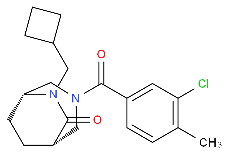 (1S*,5R*)-3-(3-chloro-4-methylbenzoyl)-6-(cyclobutylmethyl)-3,6-diazabicyclo[3.2.2]nonan-7-one_分子结构_CAS_)