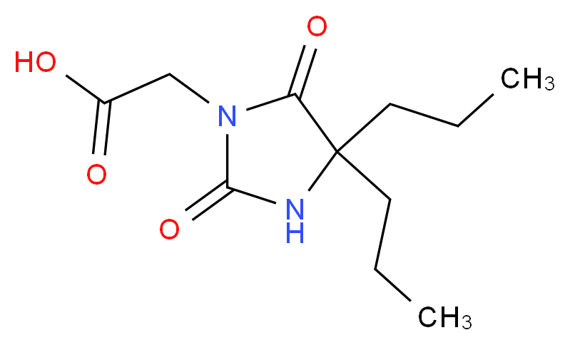 2-(2,5-dioxo-4,4-dipropylimidazolidin-1-yl)acetic acid_分子结构_CAS_723-09-1