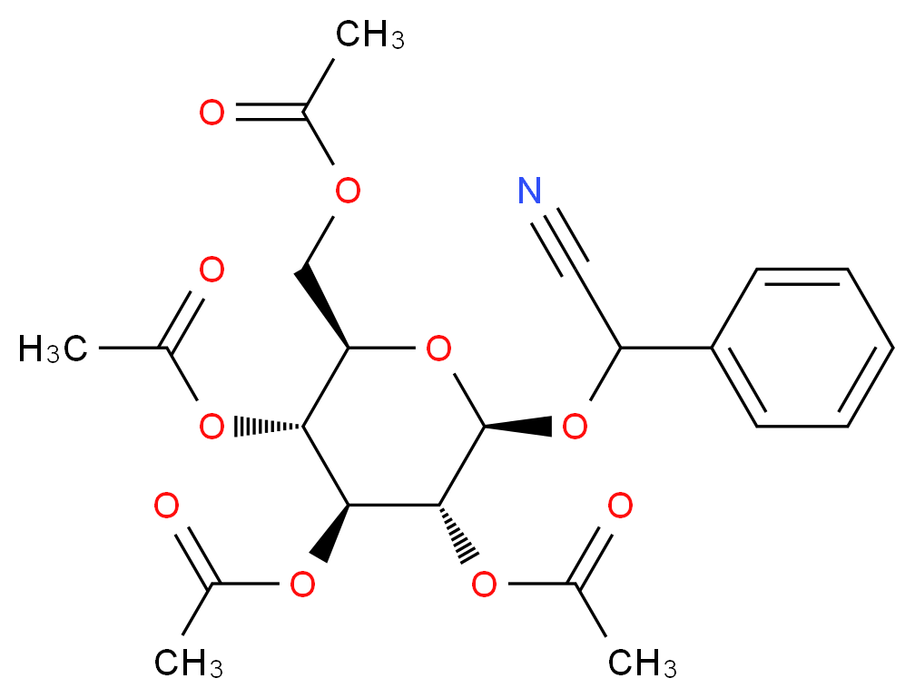 [(2R,3R,4S,5R,6R)-3,4,5-tris(acetyloxy)-6-[cyano(phenyl)methoxy]oxan-2-yl]methyl acetate_分子结构_CAS_60981-47-7