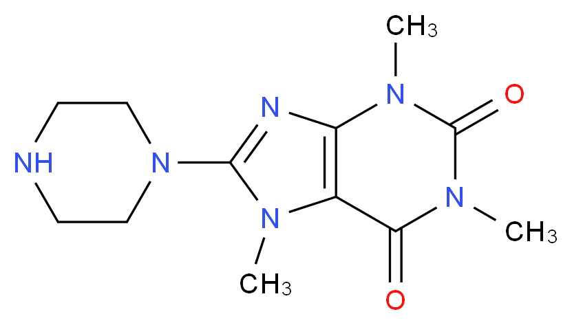 1,3,7-trimethyl-8-(piperazin-1-yl)-2,3,6,7-tetrahydro-1H-purine-2,6-dione_分子结构_CAS_50693-74-8