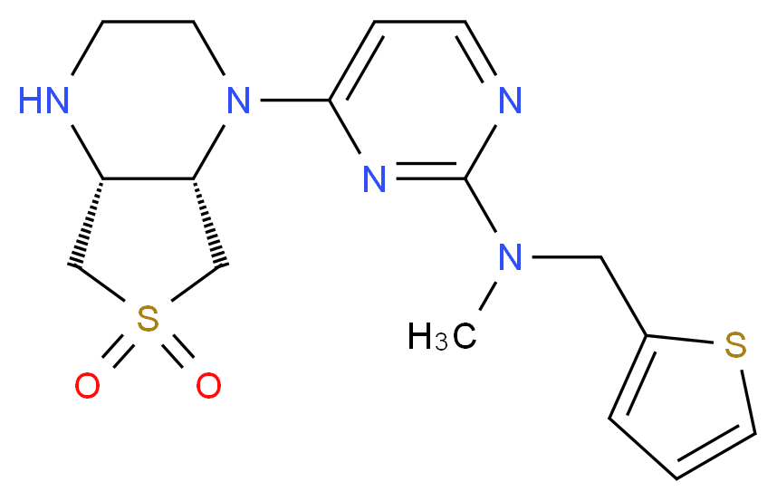 4-[(4aR*,7aS*)-6,6-dioxidohexahydrothieno[3,4-b]pyrazin-1(2H)-yl]-N-methyl-N-(2-thienylmethyl)pyrimidin-2-amine_分子结构_CAS_)