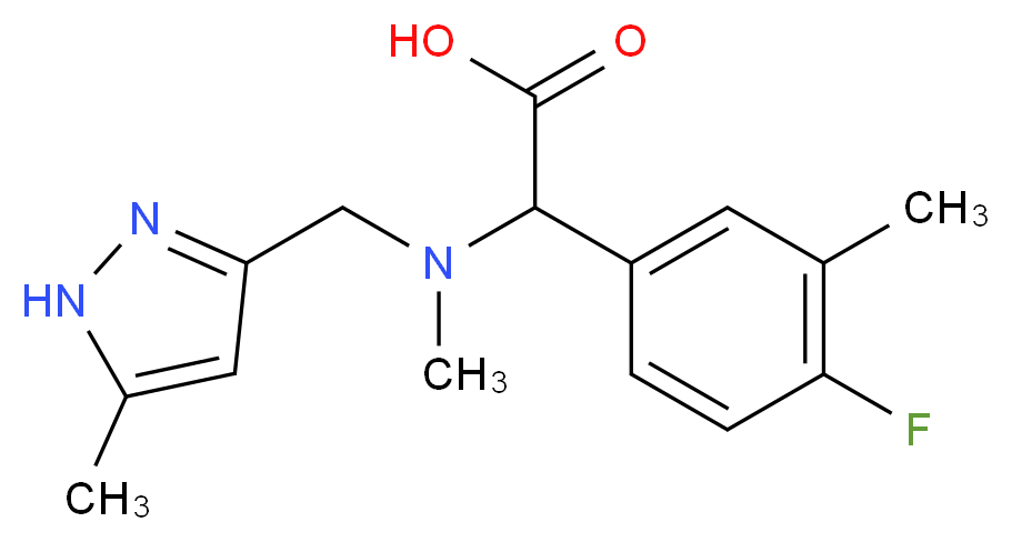 (4-fluoro-3-methylphenyl){methyl[(5-methyl-1H-pyrazol-3-yl)methyl]amino}acetic acid_分子结构_CAS_)