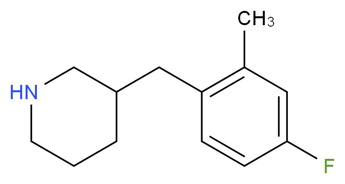 3-[(4-fluoro-2-methylphenyl)methyl]piperidine_分子结构_CAS_955315-13-6