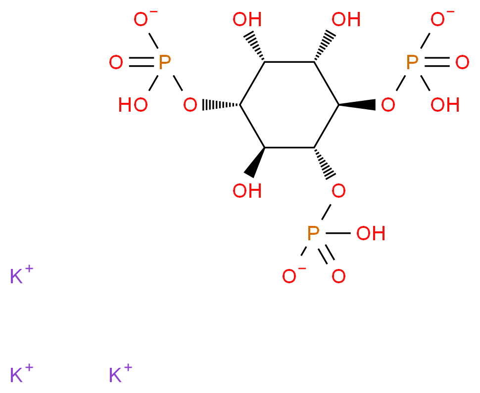 tripotassium (1R,2R,3S,4R,5R,6S)-2,4-bis(hydrogen phosphonatooxy)-3,5,6-trihydroxycyclohexyl hydrogen phosphate_分子结构_CAS_103476-24-0