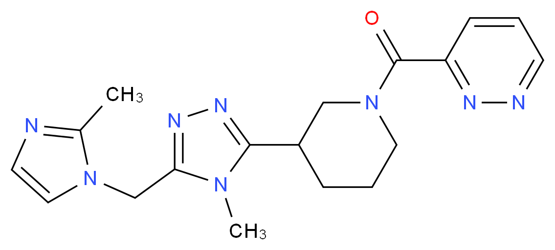 3-[(3-{4-methyl-5-[(2-methyl-1H-imidazol-1-yl)methyl]-4H-1,2,4-triazol-3-yl}piperidin-1-yl)carbonyl]pyridazine_分子结构_CAS_)