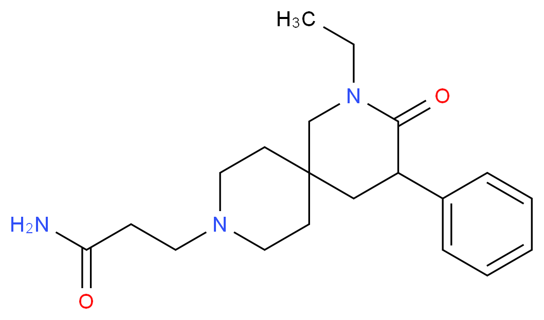 3-(2-ethyl-3-oxo-4-phenyl-2,9-diazaspiro[5.5]undec-9-yl)propanamide_分子结构_CAS_)