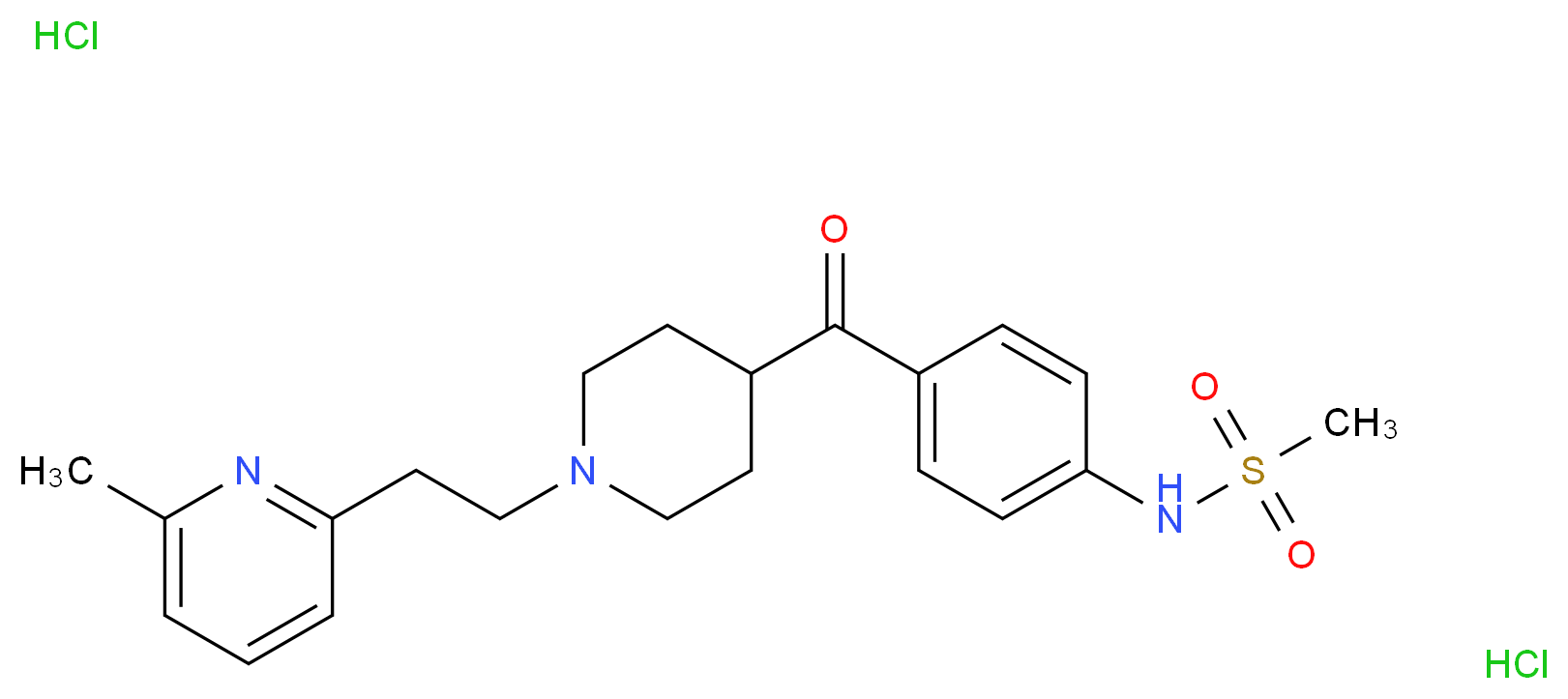 N-(4-{1-[2-(6-methylpyridin-2-yl)ethyl]piperidine-4-carbonyl}phenyl)methanesulfonamide dihydrochloride_分子结构_CAS_113559-13-0