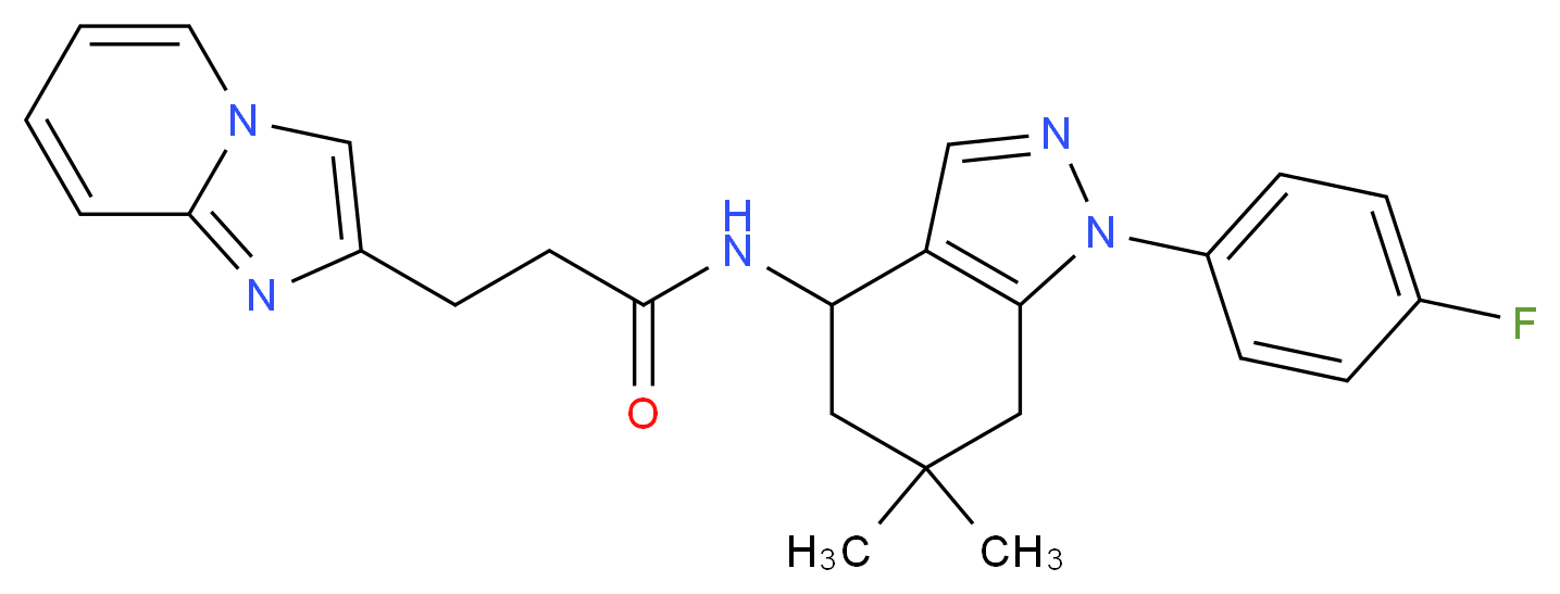 N-[1-(4-fluorophenyl)-6,6-dimethyl-4,5,6,7-tetrahydro-1H-indazol-4-yl]-3-imidazo[1,2-a]pyridin-2-ylpropanamide_分子结构_CAS_)