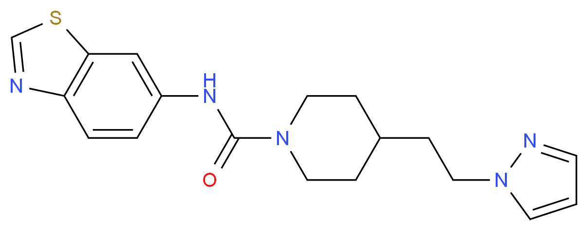N-1,3-benzothiazol-6-yl-4-[2-(1H-pyrazol-1-yl)ethyl]piperidine-1-carboxamide_分子结构_CAS_)