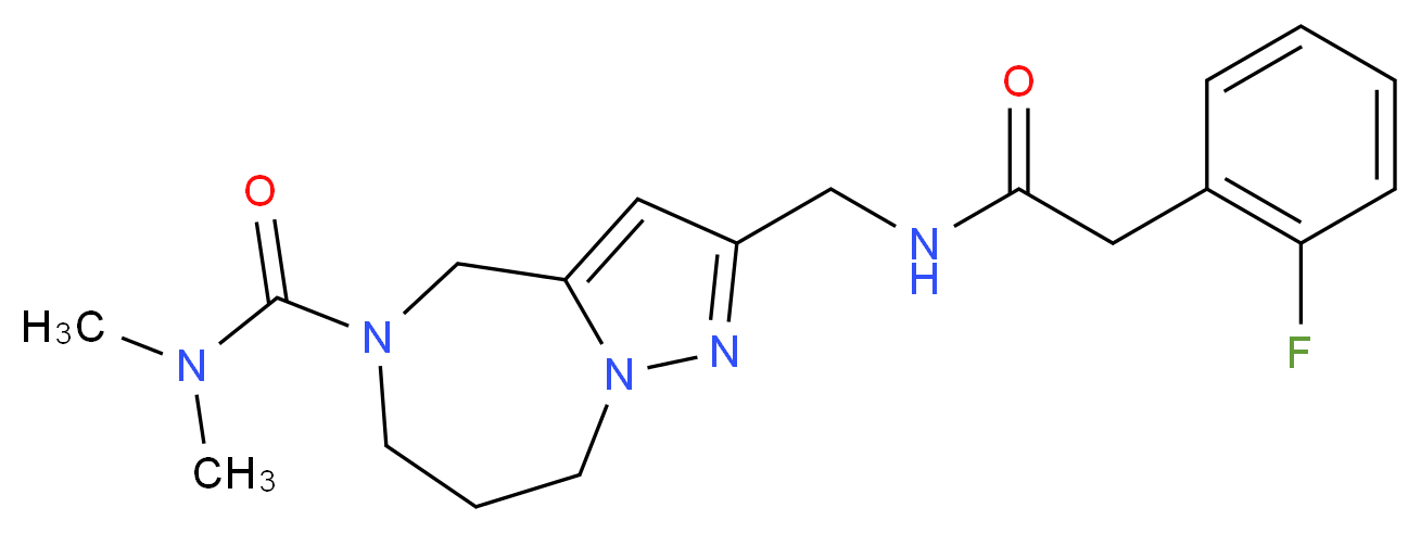 2-({[(2-fluorophenyl)acetyl]amino}methyl)-N,N-dimethyl-7,8-dihydro-4H-pyrazolo[1,5-a][1,4]diazepine-5(6H)-carboxamide_分子结构_CAS_)