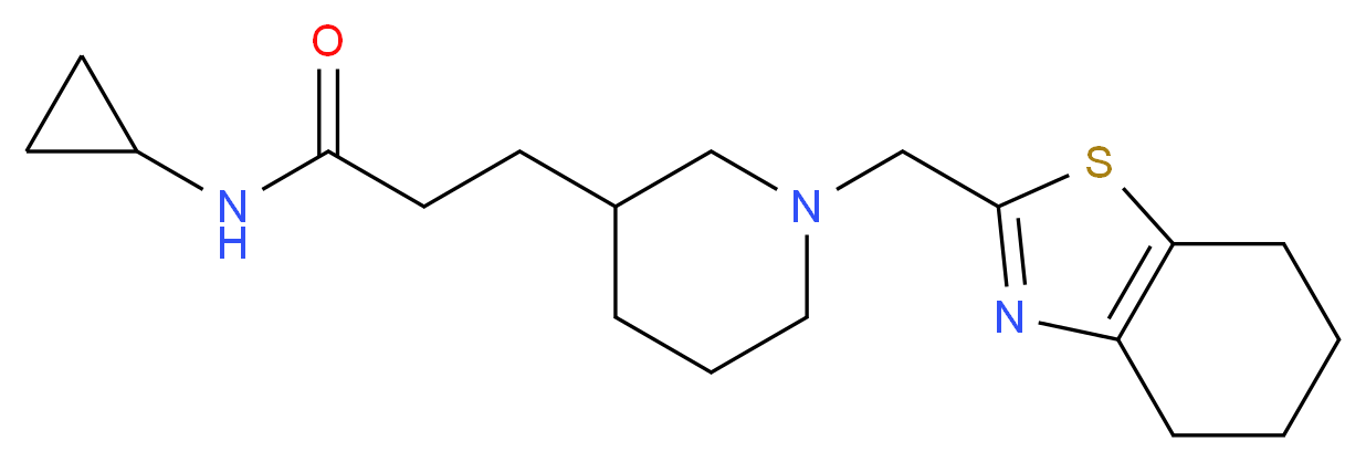 N-cyclopropyl-3-[1-(4,5,6,7-tetrahydro-1,3-benzothiazol-2-ylmethyl)-3-piperidinyl]propanamide_分子结构_CAS_)