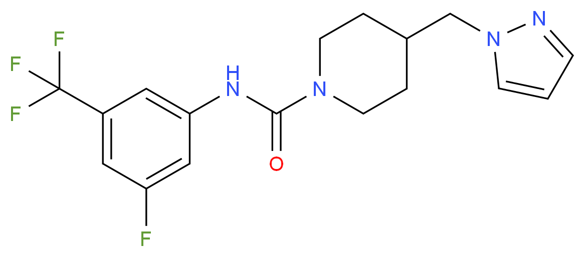 N-[3-fluoro-5-(trifluoromethyl)phenyl]-4-(1H-pyrazol-1-ylmethyl)piperidine-1-carboxamide_分子结构_CAS_)