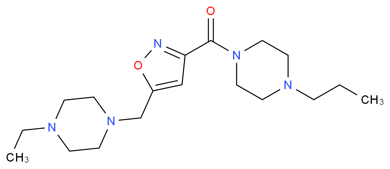 1-ethyl-4-({3-[(4-propylpiperazin-1-yl)carbonyl]isoxazol-5-yl}methyl)piperazine_分子结构_CAS_)