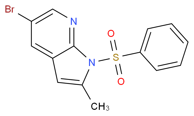 1-(benzenesulfonyl)-5-bromo-2-methyl-1H-pyrrolo[2,3-b]pyridine_分子结构_CAS_1111638-01-7