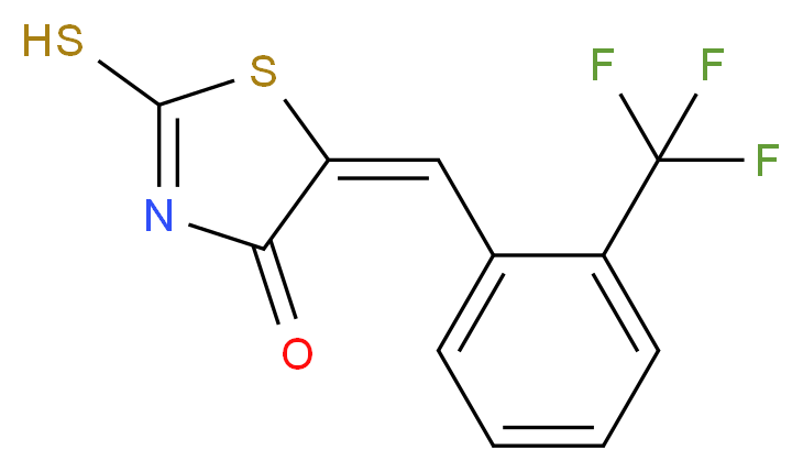 (5E)-2-mercapto-5-[2-(trifluoromethyl)benzylidene]-1,3-thiazol-4(5H)-one_分子结构_CAS_153568-04-8)