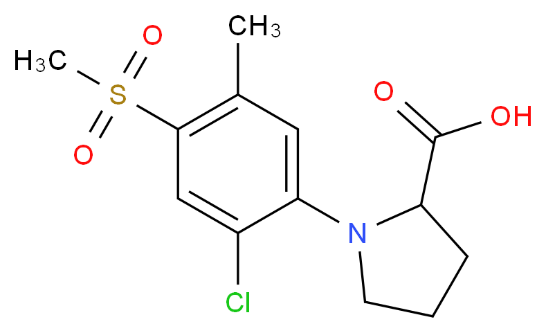 1-[2-Chloro-5-methyl-4-(methylsulfonyl)phenyl]-pyrrolidine-2-carboxylic acid_分子结构_CAS_)