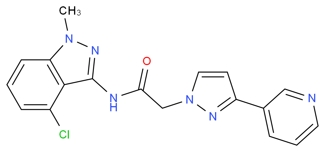 N-(4-chloro-1-methyl-1H-indazol-3-yl)-2-[3-(3-pyridinyl)-1H-pyrazol-1-yl]acetamide_分子结构_CAS_)