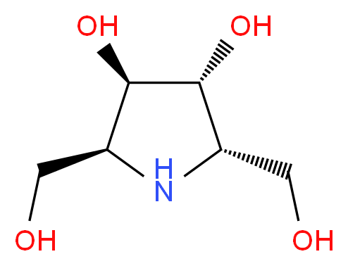 (2S,5S)-Bishydroxymethyl-(3R,4R)-bishydroxypyrrolidine_分子结构_CAS_105015-44-9)