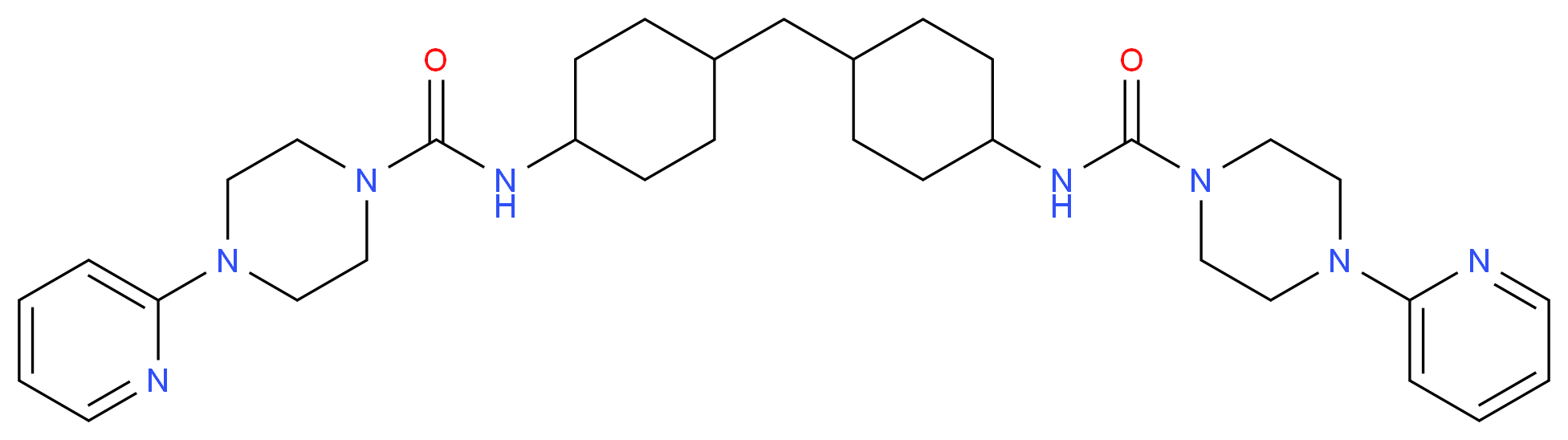 4-(pyridin-2-yl)-N-{4-[(4-{[4-(pyridin-2-yl)piperazine-1-carbonyl]amino}cyclohexyl)methyl]cyclohexyl}piperazine-1-carboxamide_分子结构_CAS_337511-95-2