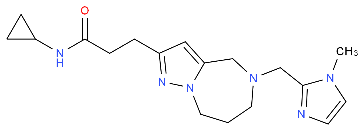 N-cyclopropyl-3-{5-[(1-methyl-1H-imidazol-2-yl)methyl]-5,6,7,8-tetrahydro-4H-pyrazolo[1,5-a][1,4]diazepin-2-yl}propanamide_分子结构_CAS_)