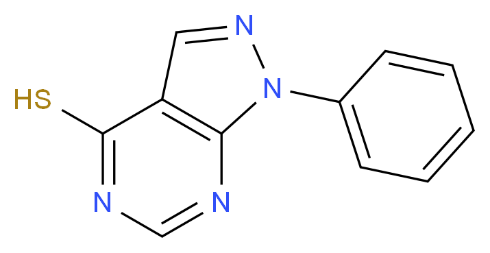 1-phenyl-1H-pyrazolo[3,4-d]pyrimidine-4-thiol_分子结构_CAS_6014-07-9