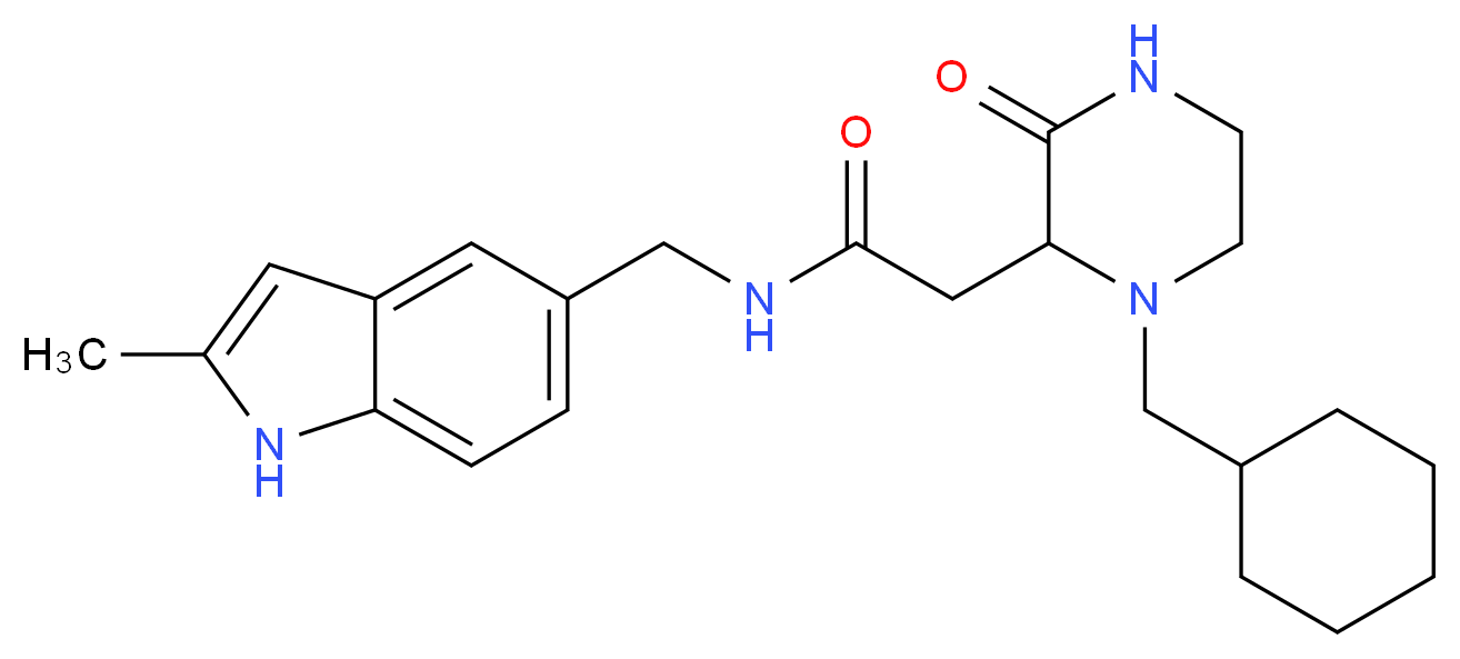 2-[1-(cyclohexylmethyl)-3-oxo-2-piperazinyl]-N-[(2-methyl-1H-indol-5-yl)methyl]acetamide_分子结构_CAS_)