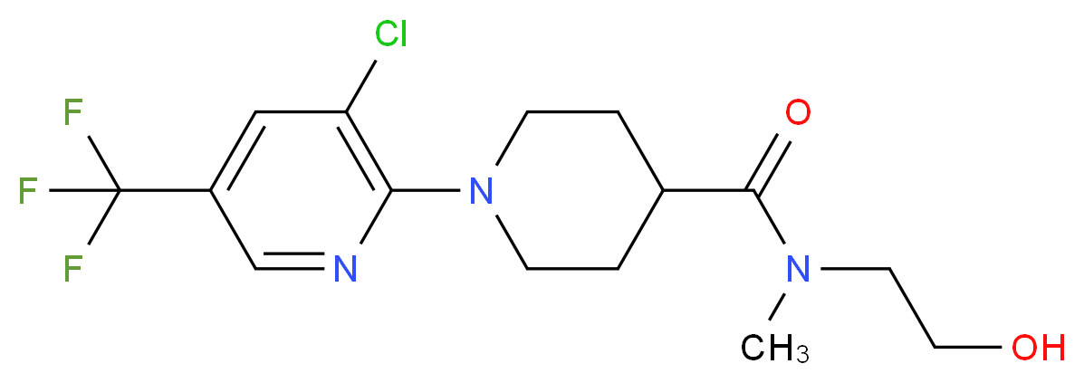 1-[3-Chloro-5-(trifluoromethyl)pyridin-2-yl]-N-(2-hydroxyethyl)-N-methylpiperidine-4-carboxamide 97%_分子结构_CAS_)