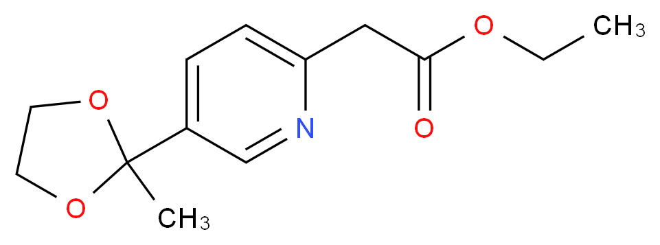 Ethyl 2-[5-(2-Methyl-1,3-dioxolan-2-yl)-2-pyridyl]acetate_分子结构_CAS_1076198-08-7)