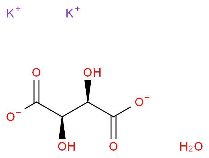 dipotassium (2R,3R)-2,3-dihydroxybutanedioate hydrate_分子结构_CAS_921-53-9